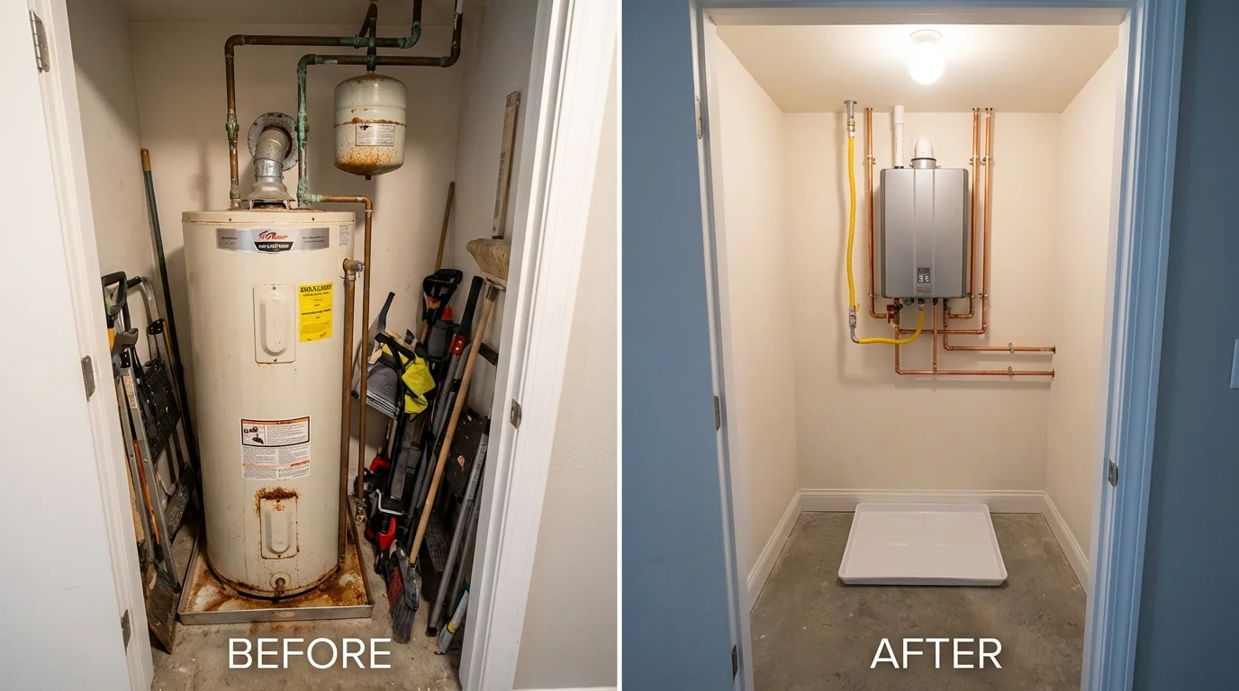Tank water heater versus wall-mounted tankless unit comparison for Bessemer, MI homeowners